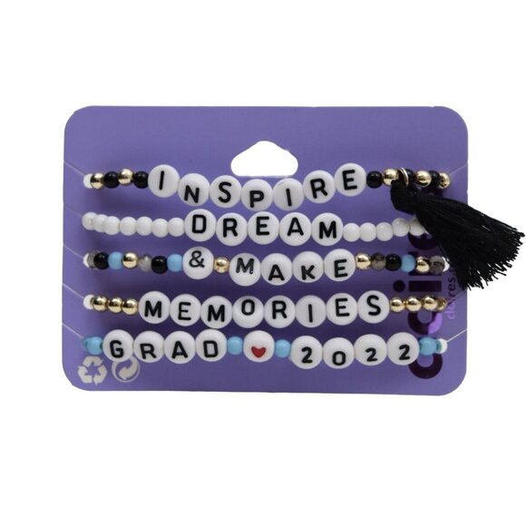 Claires Bracelets Stretch Beaded Inspire Dream Make Memories Graduation 5 total - Picture 1 of 2